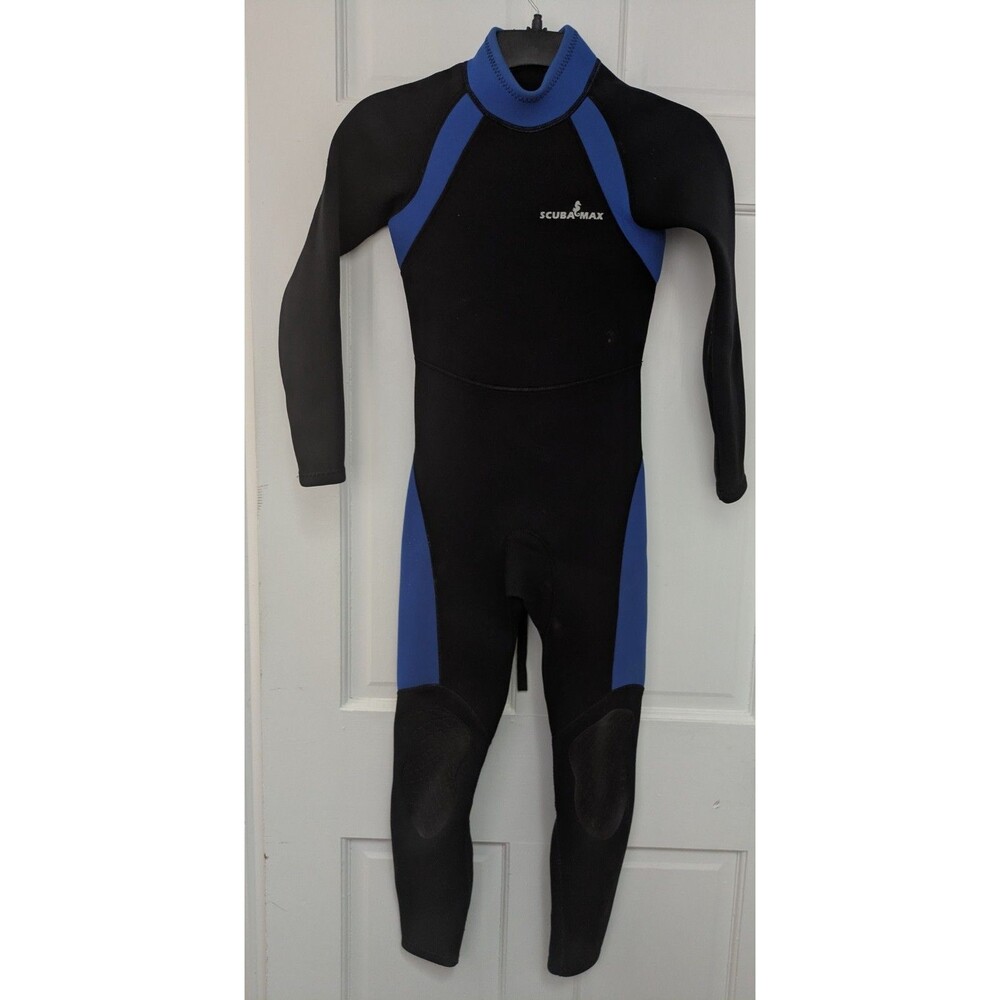 Scuba Max Wetsuit Full Body Black Blue Back Zip Surfing Diving Size 12
